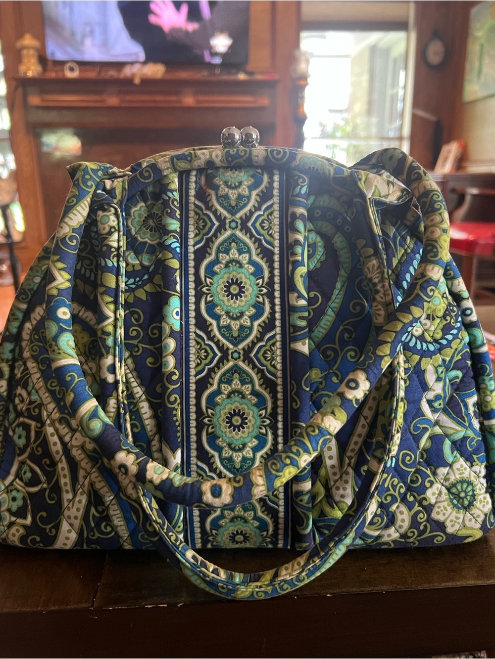 Vera Bradley Rhythm and Blues Eloise Framed Kiss Lock